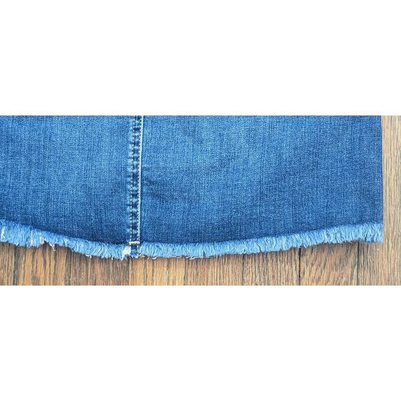 NEW American Eagle Denim Miniskirt 0 Blue Stretch High Rise Raw Edge Distressed - Picture 10 of 12